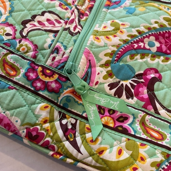 Vera Bradley Green and Pink Quilted Shoulder Bag with Floral Design - Picture 2 of 12